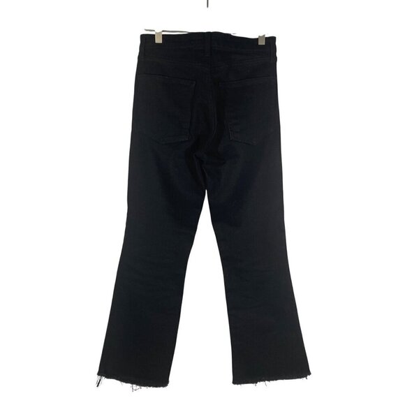 Nili Lotan High Rise Vianca flare Jeans Jet Black raw hem Size 26 - Picture 4 of 12